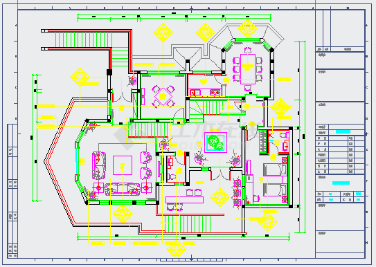 某科技示范园双层别墅装修图CAD设计竣工平面图-图一