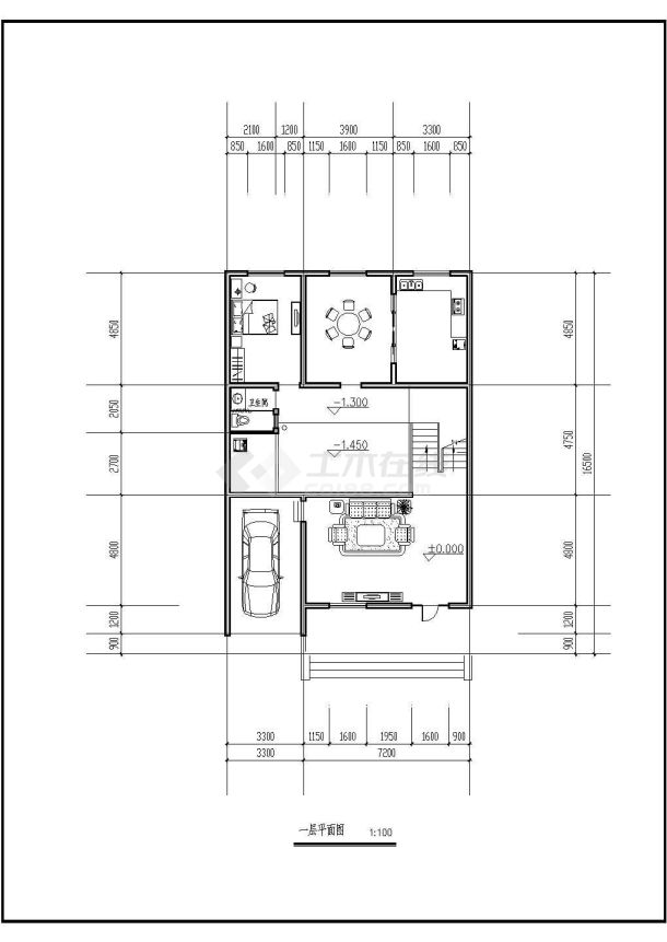  某三层农村住宅建筑设计图（长16.5米 宽11.5米）-图二
