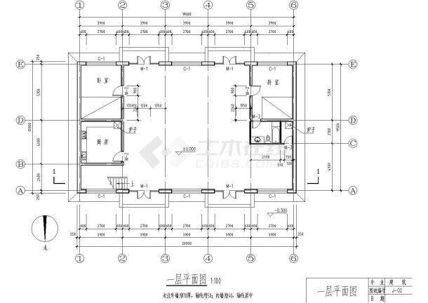 某二层农村住宅建筑设计图（长20米 宽12米 ）-图二