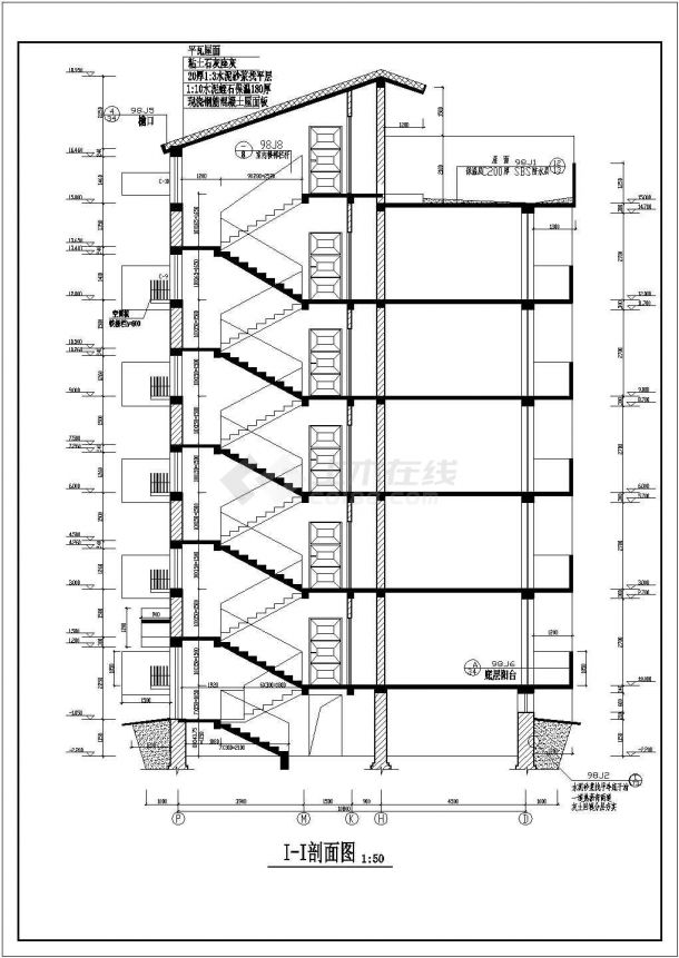 某多层住宅建筑CAD完整构造施工平面总图-图二