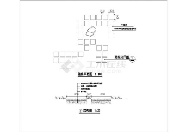 某花岗岩嵌草铺地设计参考CAD图-图一