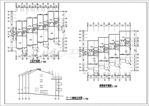 某地区三层别墅建筑方案设计施工CAD图纸-图一