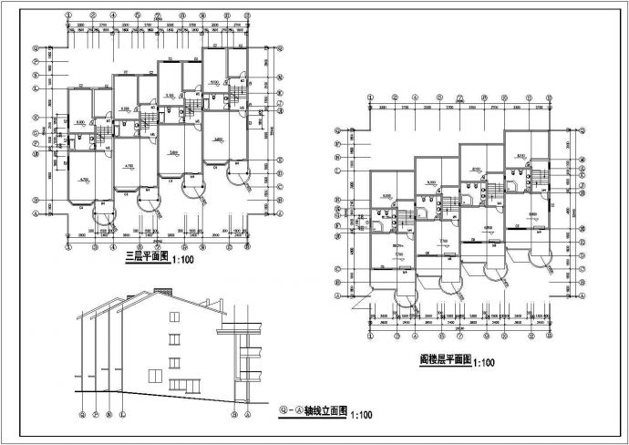 某地区三层别墅建筑方案设计施工CAD图纸_图1
