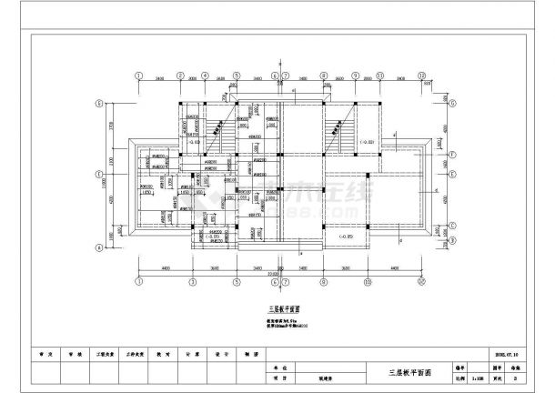 某地区三层联体别墅方案装修设计施工CAD图纸-图二