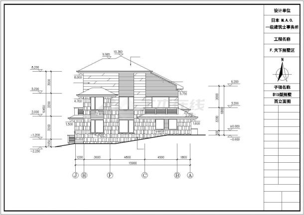 某地区三层日式别墅方案设计施工CAD图纸-图一