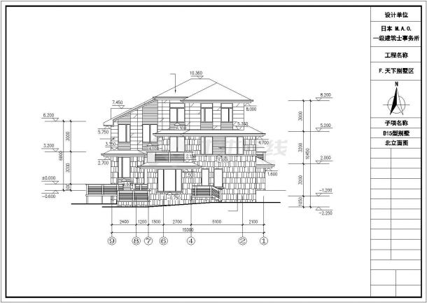 某地区三层日式别墅方案设计施工CAD图纸-图二