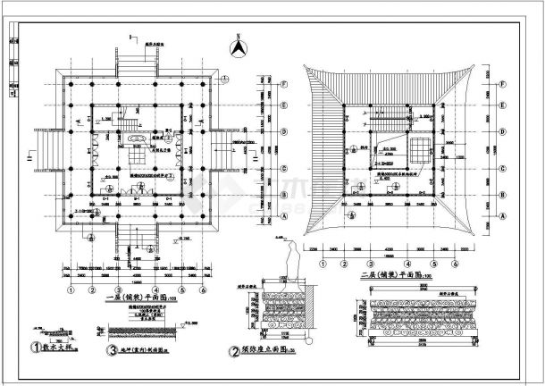 某文昌阁古建筑CAD完整构造设计平面施工图-图二