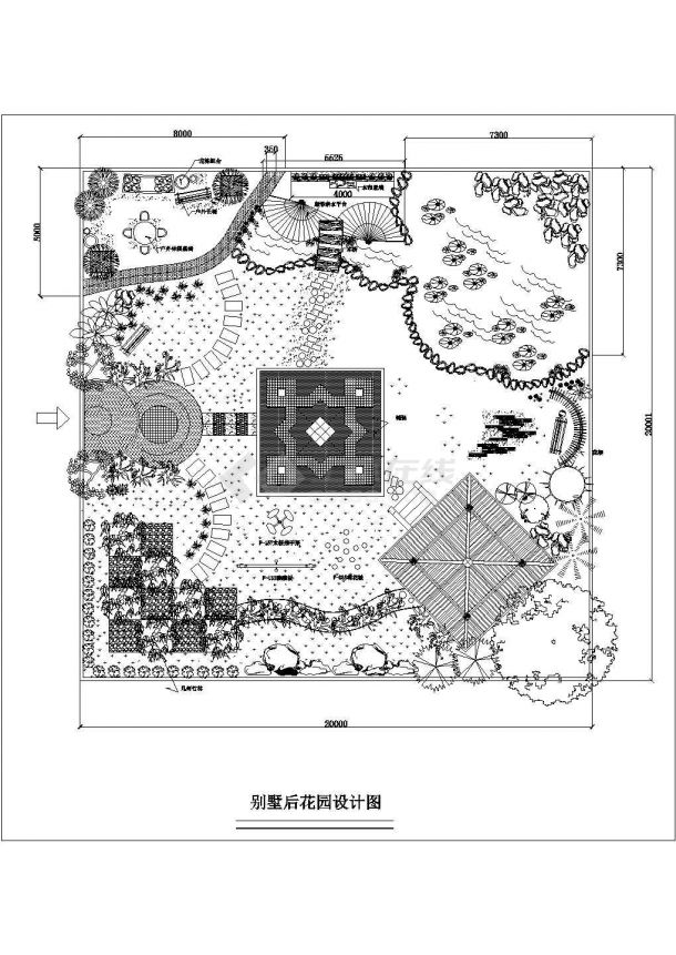 某别墅庭院CAD大样园林施工完整设计图-图一