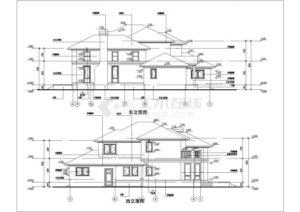 某地区多层豪华经典别墅建筑设计施工CAD图纸-图一