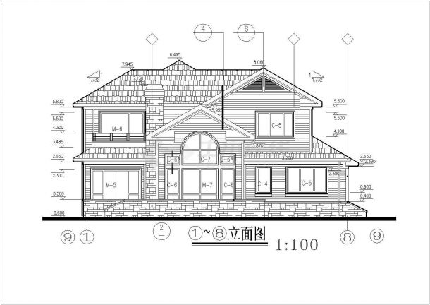 某地区小型现代联拼别墅建筑设计施工CAD图纸-图一