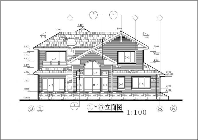 某地区小型现代联拼别墅建筑设计施工CAD图纸_图1