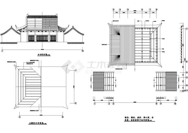 某财神殿CAD详细结构设计完整全套施工图-图一