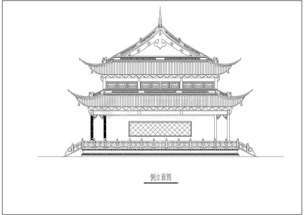 某大雄宝殿CAD建筑设计完整平立面方案-图二