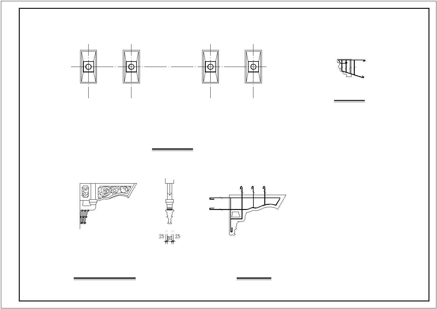 某四柱牌楼CAD结构设计完整图纸