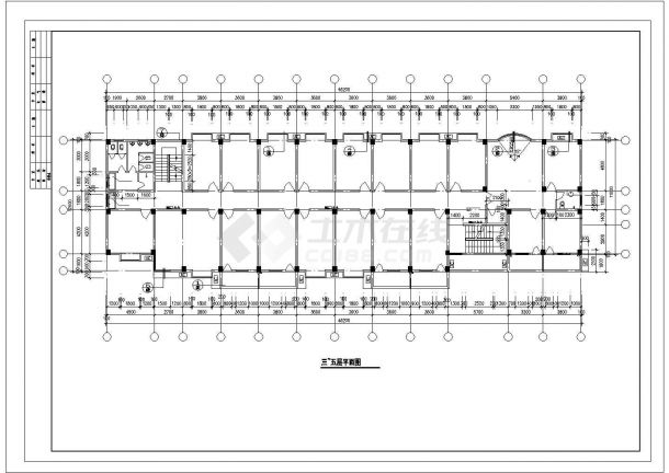 兰州市某工厂2890平米5层砖混结构职工宿舍楼全套建筑设计CAD图纸-图二