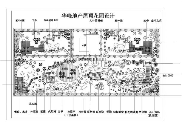 某屋顶花园植物配置设计参考CAD图-图二