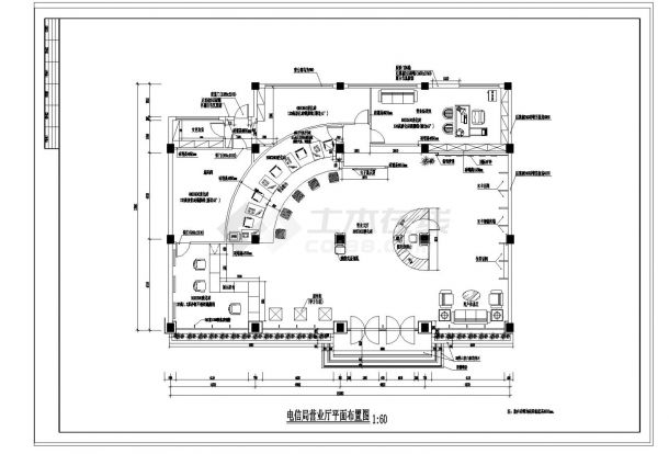 某电信营业厅设计施工CAD详图-图二