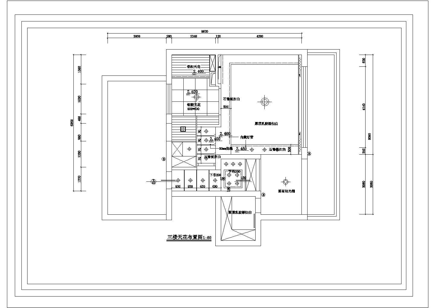 某现代三层别墅室内CAD设计构造完整全套装修图