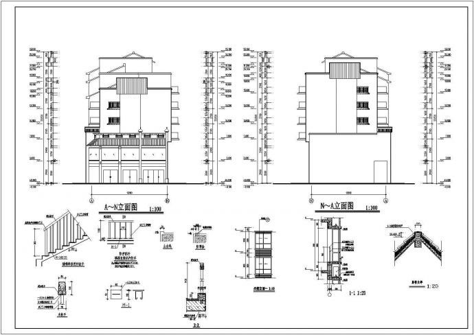 某完整民居商住楼CAD建筑施工构造大样图纸_图1