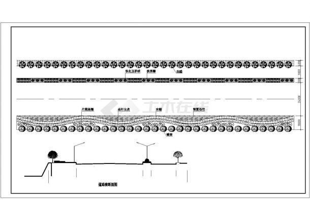 某道路绿化标段及横断面CAD施工设计大样图纸-图一