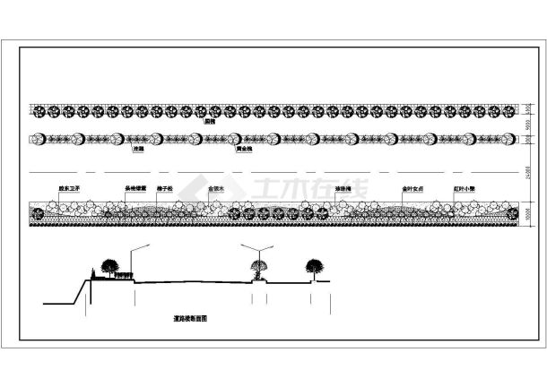 某道路绿化标段及横断面CAD施工设计大样图纸-图二
