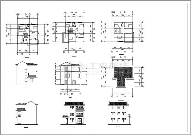 泗阳3层农村住宅建筑设计施工cad图纸，共九张-图一