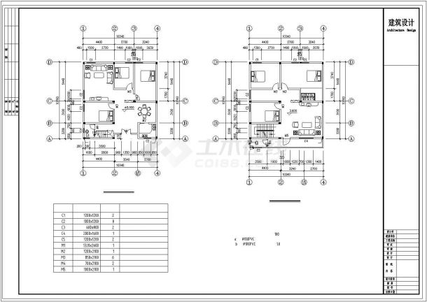 2层：长10.74米 宽10.34米 新农村住宅建筑设计图【CAD平立 楼梯剖面 建筑用料说明】-图二