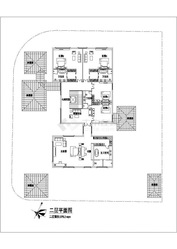 紫琅装饰集团承包装修设计新加坡设计的豪华别墅CAD图纸-图二