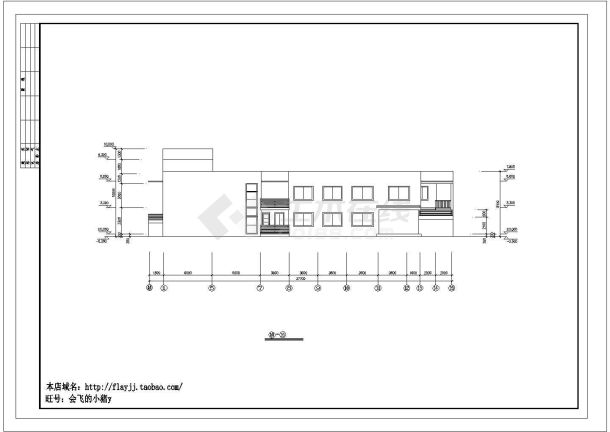 二层某市人民医院门诊楼建筑施工cad图，共七张-图一