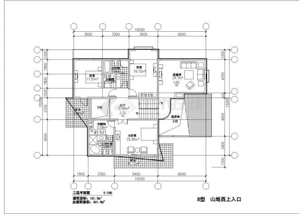 南京山地别墅B型方案设计图-图二