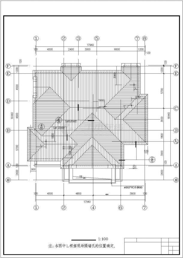 美式二层别墅建筑施工CAD图-图一