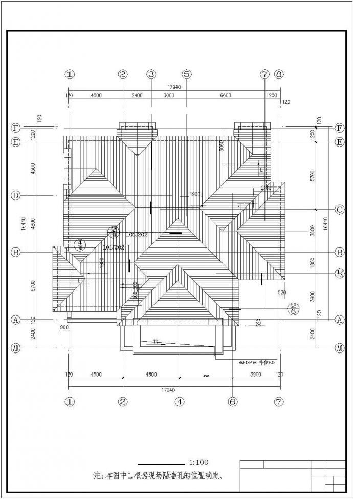 美式二层别墅建筑施工CAD图_图1