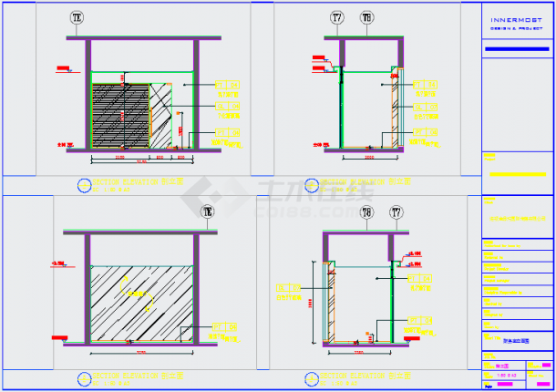 某香港卫视装饰CAD完整构造设计施工图传媒公司立面图-图一
