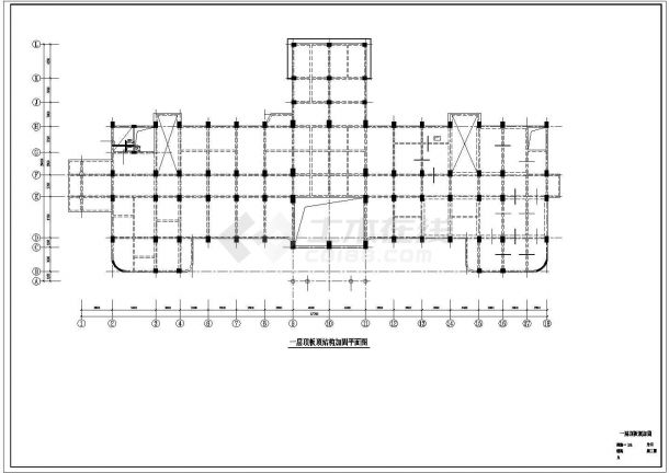 医院门诊楼综合楼加固改造结构施工图（含顶板顶结构加固平面图）-图一