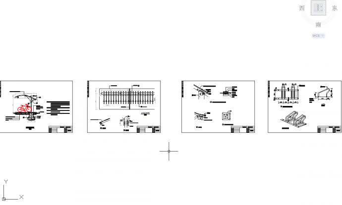 五套cad常用自行车车棚结构施工图纸_图1