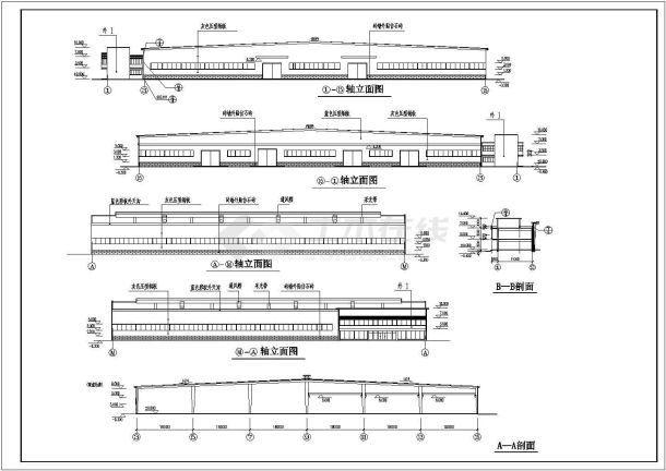 某轻钢厂房建筑设计CAD完整施工详细平立面-图一