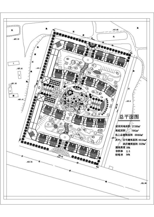 某银河湾小区规划总图CAD全套施工设计图纸-图一