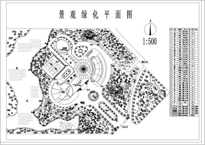 某休闲公园景观绿化规划设计cad总平面施工图_图1