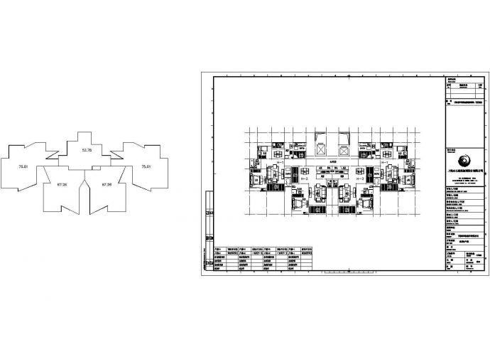 扬州山景天下小区住宅楼标准层平面设计CAD图纸（1梯4户对称型/89+79）_图1