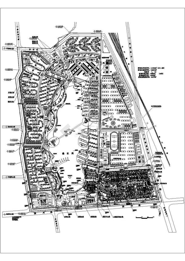 太湖之都住宅区详细规划设计cad总平面施工图（含经济技术指标）-图一