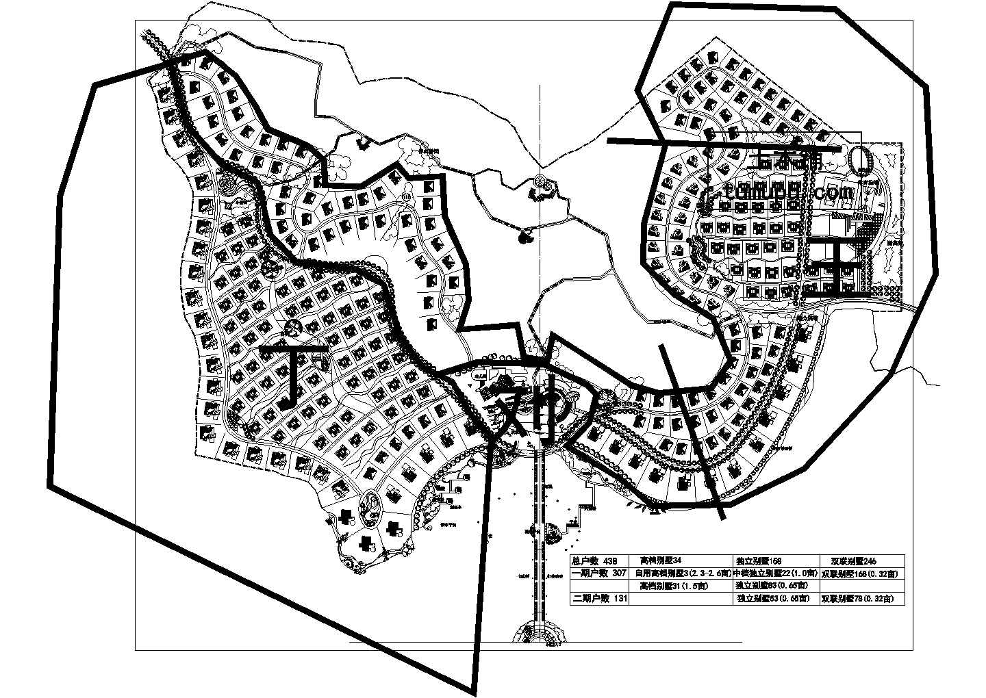 某大型高档别墅住宅小区规划设计cad总平面施工图