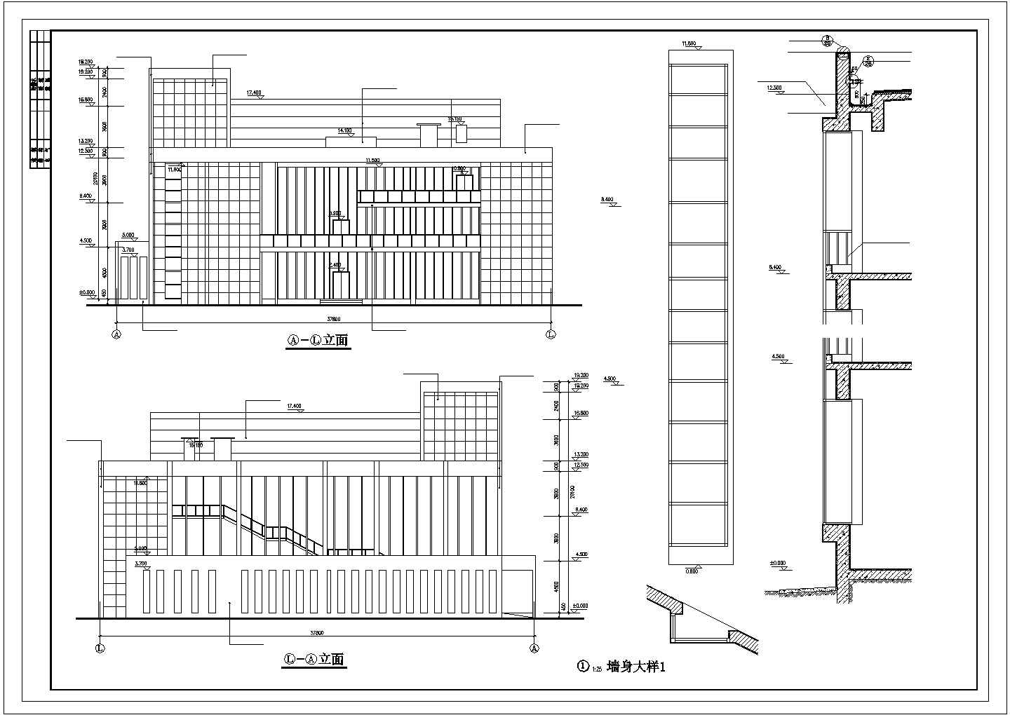 6971.5平米三层样品展示厅办公楼建施cad（含效果图，共十三张）