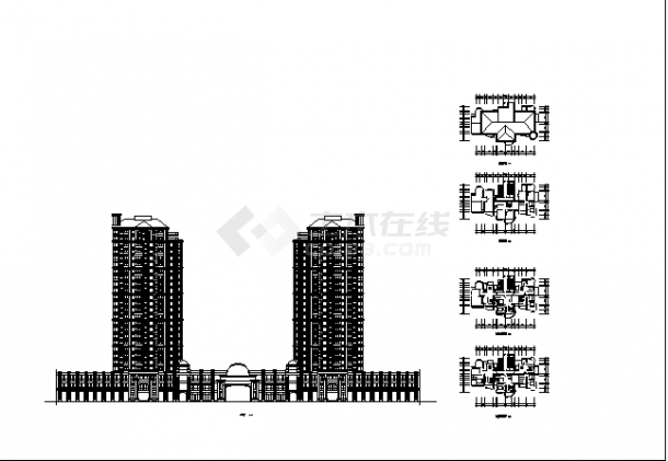 蚌埠某小高层商住楼建筑设计施工cad图纸-图一