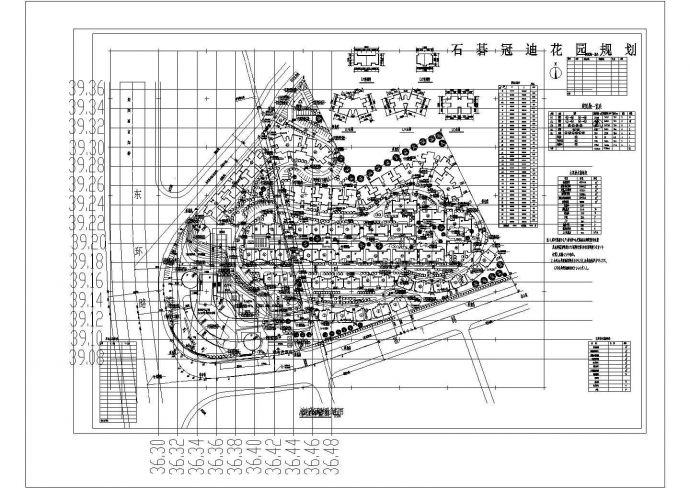 某高档住宅区规划设计cad施工总平面图（含技术指标）_图1