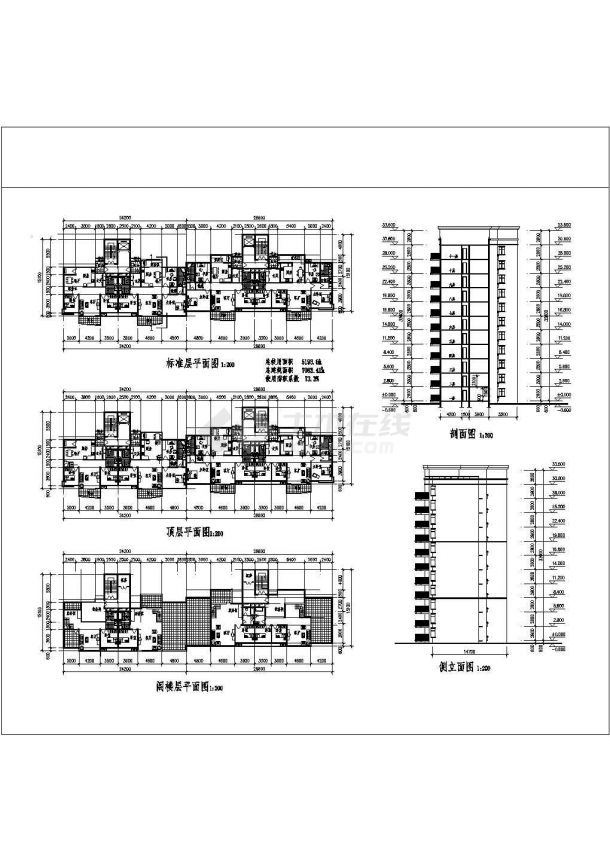【苏州】某多层豪华公寓楼全套施工设计cad图纸(含平立剖面图)-图二