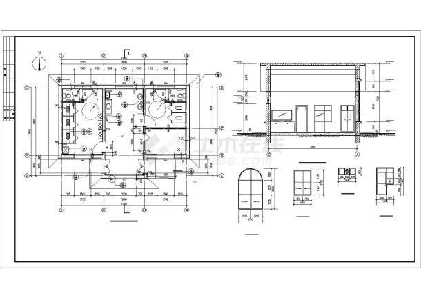 某地区砖混结构公园公厕建筑方案设计施工CAD图纸-图一