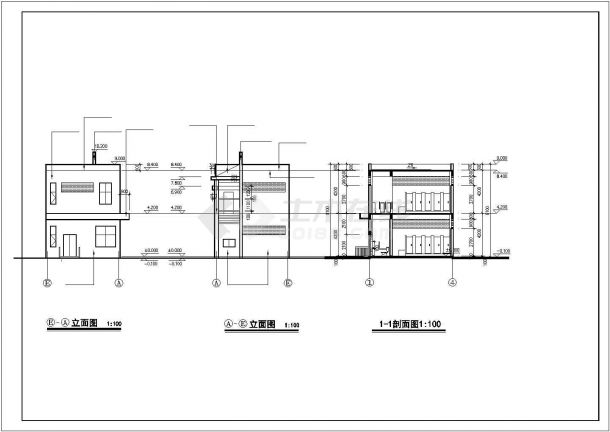 某地区2层130平米公厕建筑结构方案设计施工CAD图纸-图一