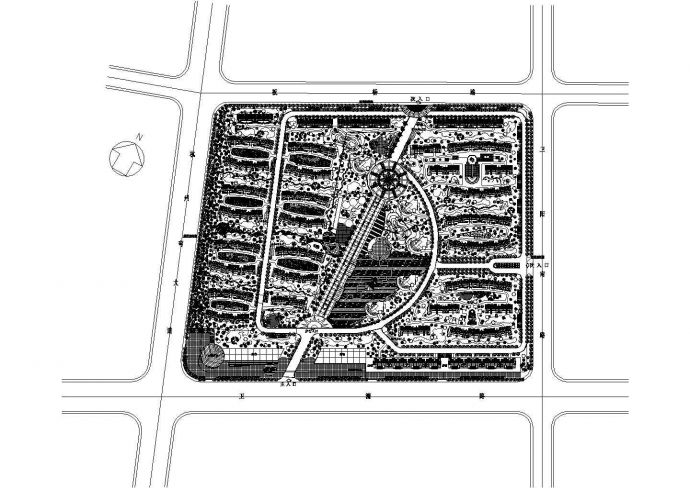 高档多层小区总平面规划设计CAD图_图1
