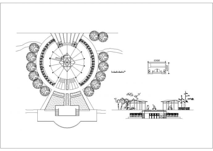南京市某文化公园内部仿古景观广场建筑设计CAD图纸_图1