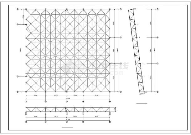 某电影院观众厅网架（外形25700*25400）结构设计cad施工图（大院设计）-图二